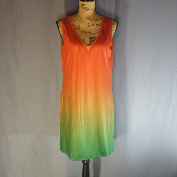 Dresses & Skirts - Misslook Ombre Midi Dress Orange to Green